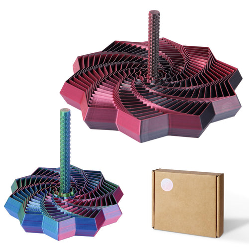 2 Pack 3D Printed Fidget Stars – Hexagon Whirling Spiral Sensory Toy for Stress Relief, 2 Sizes, for Kids Teens Adults