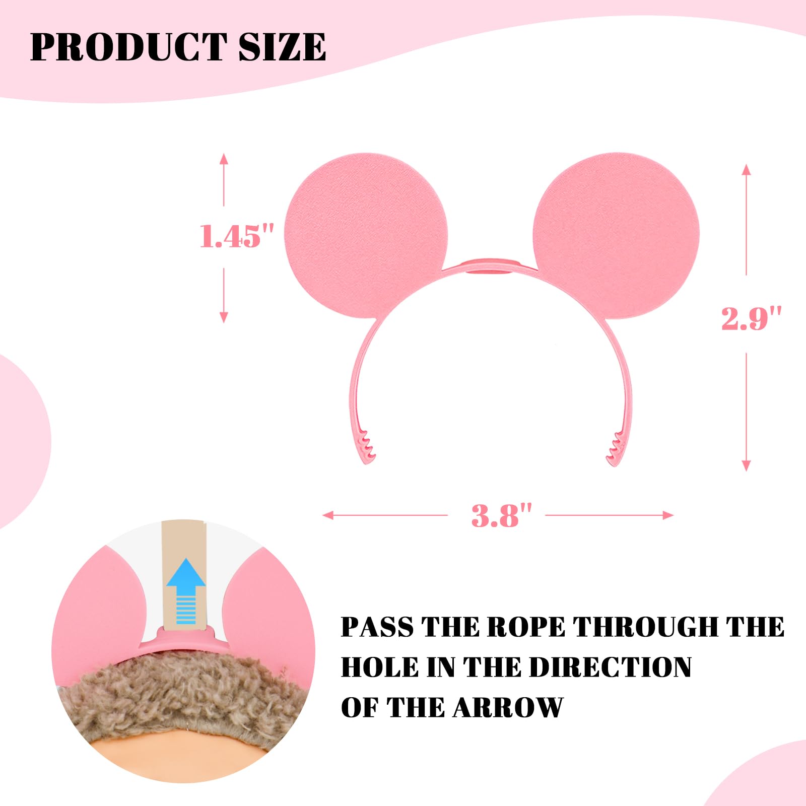 2 Pack 3D Printed Mouse Ears for Dolls - Cute Plush Accessory for Cosplay, Parties, Gift