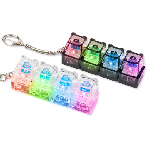 2-Pack Bear Keyboard Fidget Toy with LED Lights – Cute Clicky Keychain for Stress Relief (Black & White Transparent)