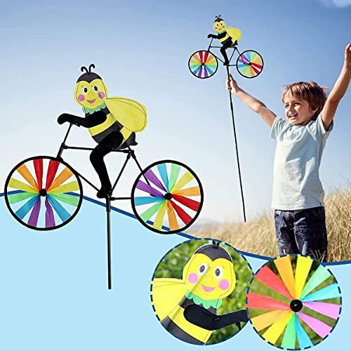 2-Pack Bee Bike Wind Spinner – 35.43-Inch Animal Garden Decoration with Powder-Coated Plastic