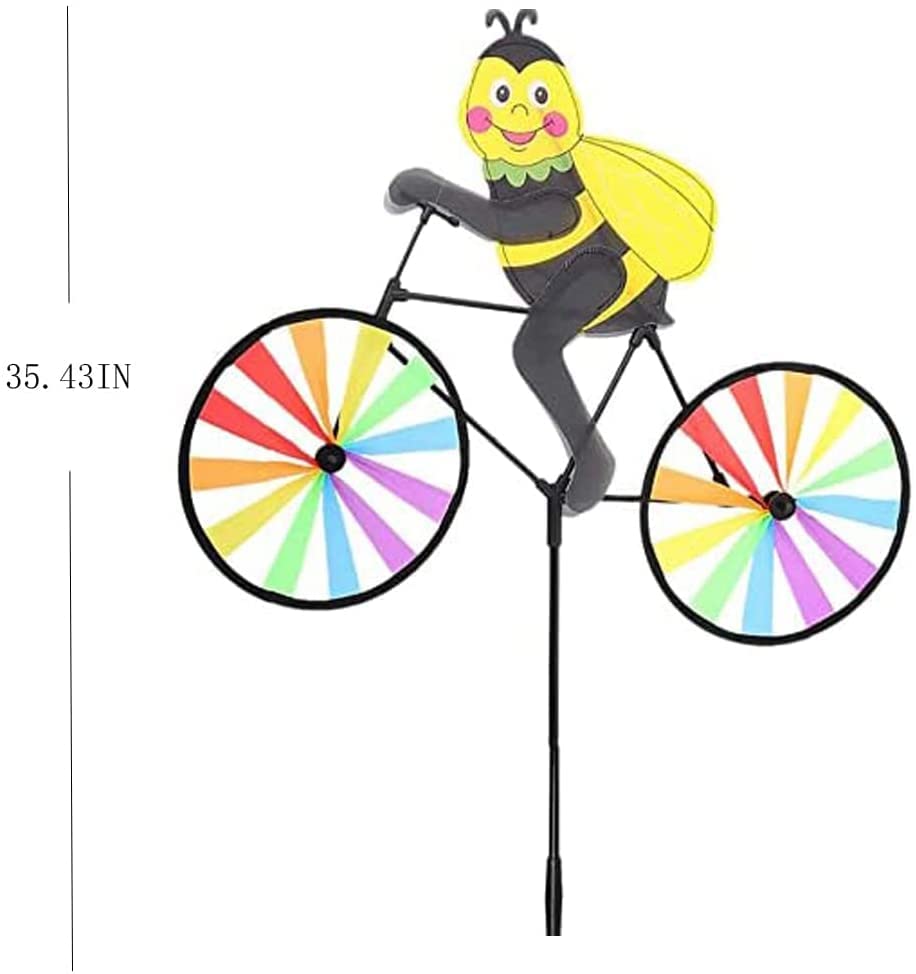2-Pack Bee Bike Wind Spinner – 35.43-Inch Animal Garden Decoration with Powder-Coated Plastic