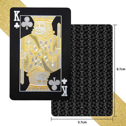 2 Pack Black Gold Waterproof Plastic Playing Cards – Standard Index Poker Decks by SWINILAYA