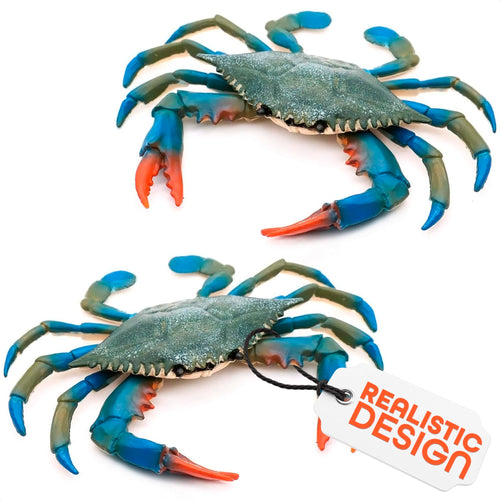 2-Pack Blue Crab Toy – 6.6 x 5.3 Inch Realistic Plastic Imitation Crabs for Aquarium Decor and Coastal Displays