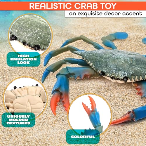 2-Pack Blue Crab Toy – 6.6 x 5.3 Inch Realistic Plastic Imitation Crabs for Aquarium Decor and Coastal Displays