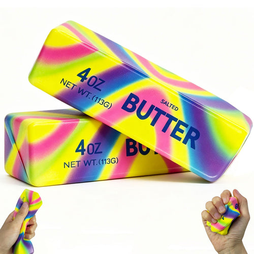 2-Pack Butter Squishy Stress Toys – Realistic Slow-Rising Foam Fidget, Dazzling Colors, for Desk & Anxiety Relief