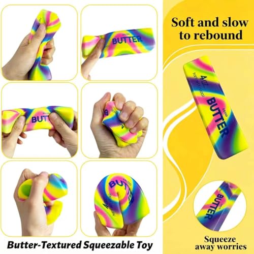 2-Pack Butter Squishy Stress Toys – Realistic Slow-Rising Foam Fidget, Dazzling Colors, for Desk & Anxiety Relief