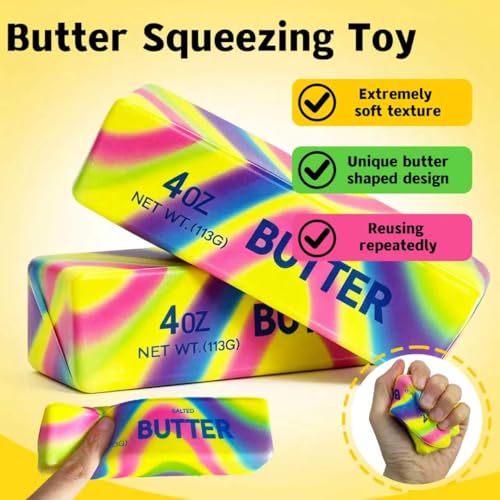 2-Pack Butter Squishy Stress Toys – Realistic Slow-Rising Foam Fidget, Dazzling Colors, for Desk & Anxiety Relief