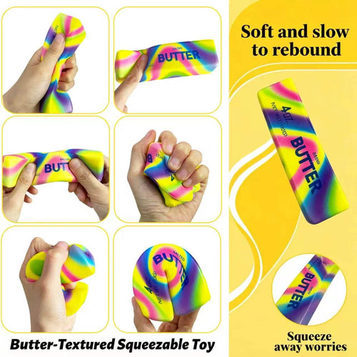 2-Pack Butter Squishy Stress Toys – Realistic Slow-Rising Foam Fidget, Dazzling Colors, for Desk & Anxiety Relief