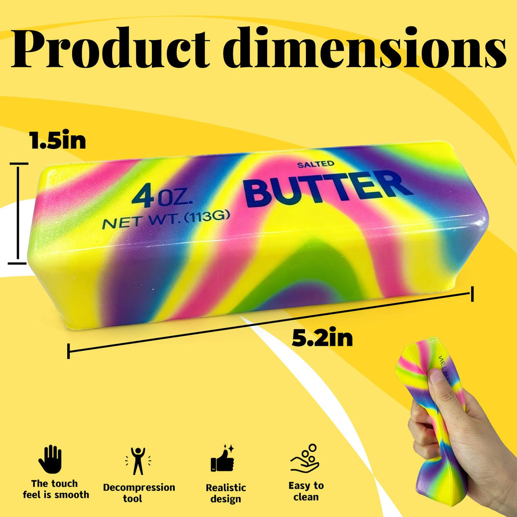 2-Pack Butter Squishy Stress Toys – Realistic Slow-Rising Foam Fidget, Dazzling Colors, for Desk & Anxiety Relief