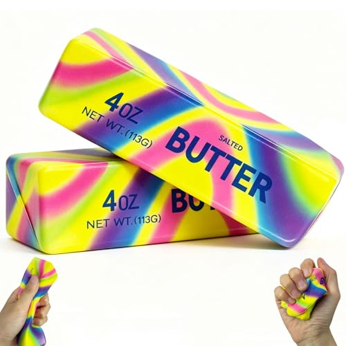 2-Pack Butter Squishy Stress Toys – Realistic Slow-Rising Foam Fidget, Dazzling Colors, for Desk & Anxiety Relief