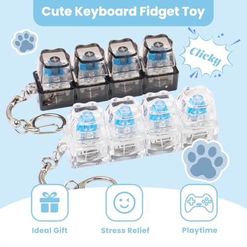 2-Pack Cat Paw Keyboard Fidget Toy with LED Lights – Clicky Fidget Keychain for Adults