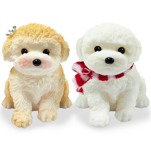 2-Pack Cute Squishy Dog Toys - Handmade Soft Silicone Stress Relief Toy for Kids and Adults (White-Curry)