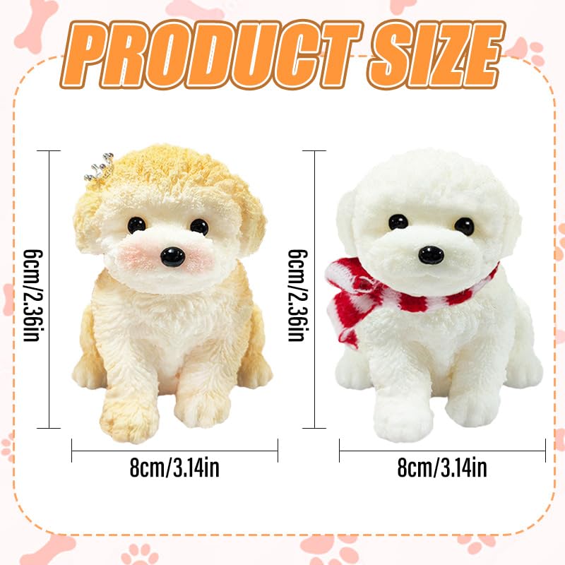2-Pack Cute Squishy Dog Toys - Handmade Soft Silicone Stress Relief Toy for Kids and Adults (White-Curry)