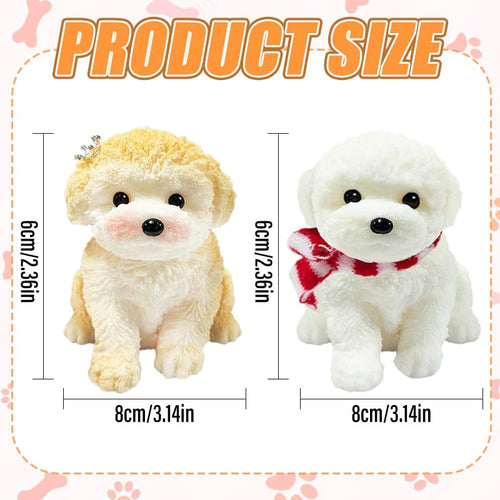 2-Pack Cute Squishy Dog Toys - Handmade Soft Silicone Stress Relief Toy for Kids and Adults (White-Curry)