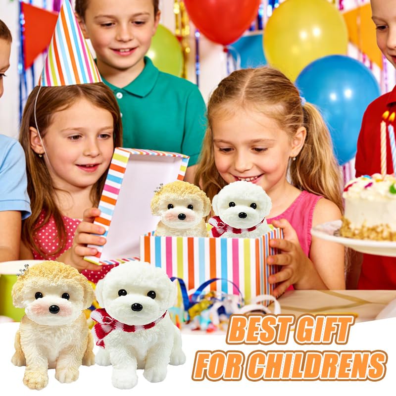 2-Pack Cute Squishy Dog Toys - Handmade Soft Silicone Stress Relief Toy for Kids and Adults (White-Curry)