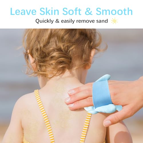2-Pack Dolphin Sand Remover Bags for Beach – Reusable Velvet Mitts for Kids & Adults, Quick Sand Removal with Body Powder