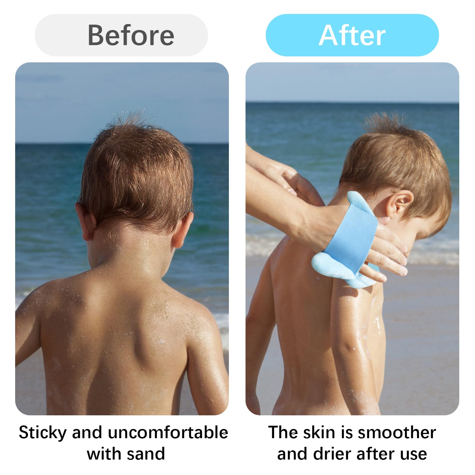 2-Pack Dolphin Sand Remover Bags for Beach – Reusable Velvet Mitts for Kids & Adults, Quick Sand Removal with Body Powder