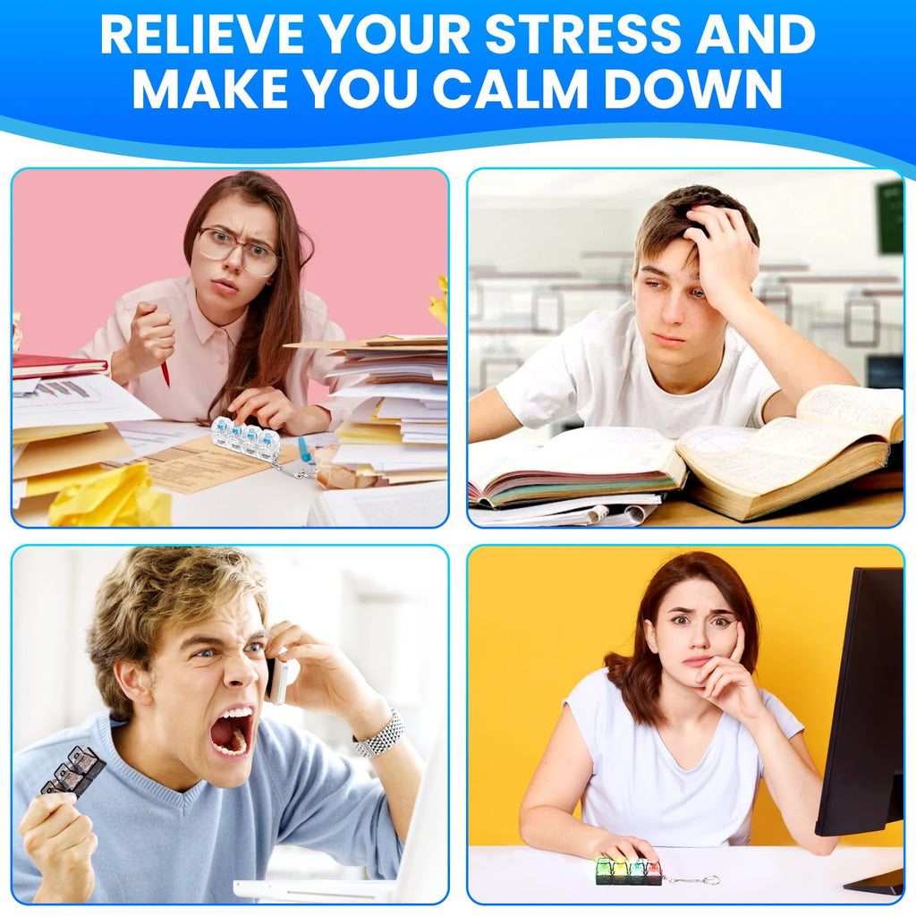 2-Pack Fidget Keychain Keyboards – LED Lights, Silent & Clicky, Stress Relief Toy for Adults – Portable for Office, Library, Home