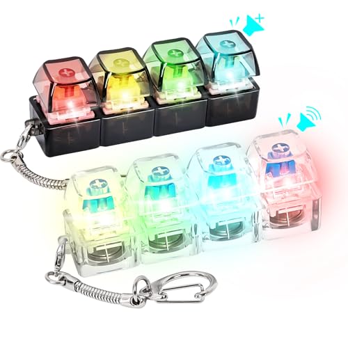 2-Pack Fidget Keychain Keyboards – LED Lights, Silent & Clicky, Stress Relief Toy for Adults – Portable for Office, Library, Home