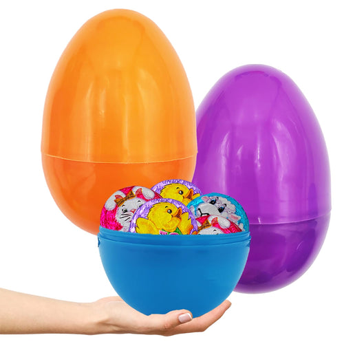 2-Pack Giant 8-Inch Fillable Plastic Easter Eggs – Multicolor, Stands Upright, for Hunts & Surprises