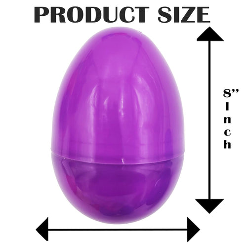 2-Pack Giant 8-Inch Fillable Plastic Easter Eggs – Multicolor, Stands Upright, for Hunts & Surprises