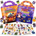 2-Pack Halloween Reusable Sticker Books for Toddlers 1-6: Jelly Stickers for Kids 2-4, Travel Toys and Holiday Gifts
