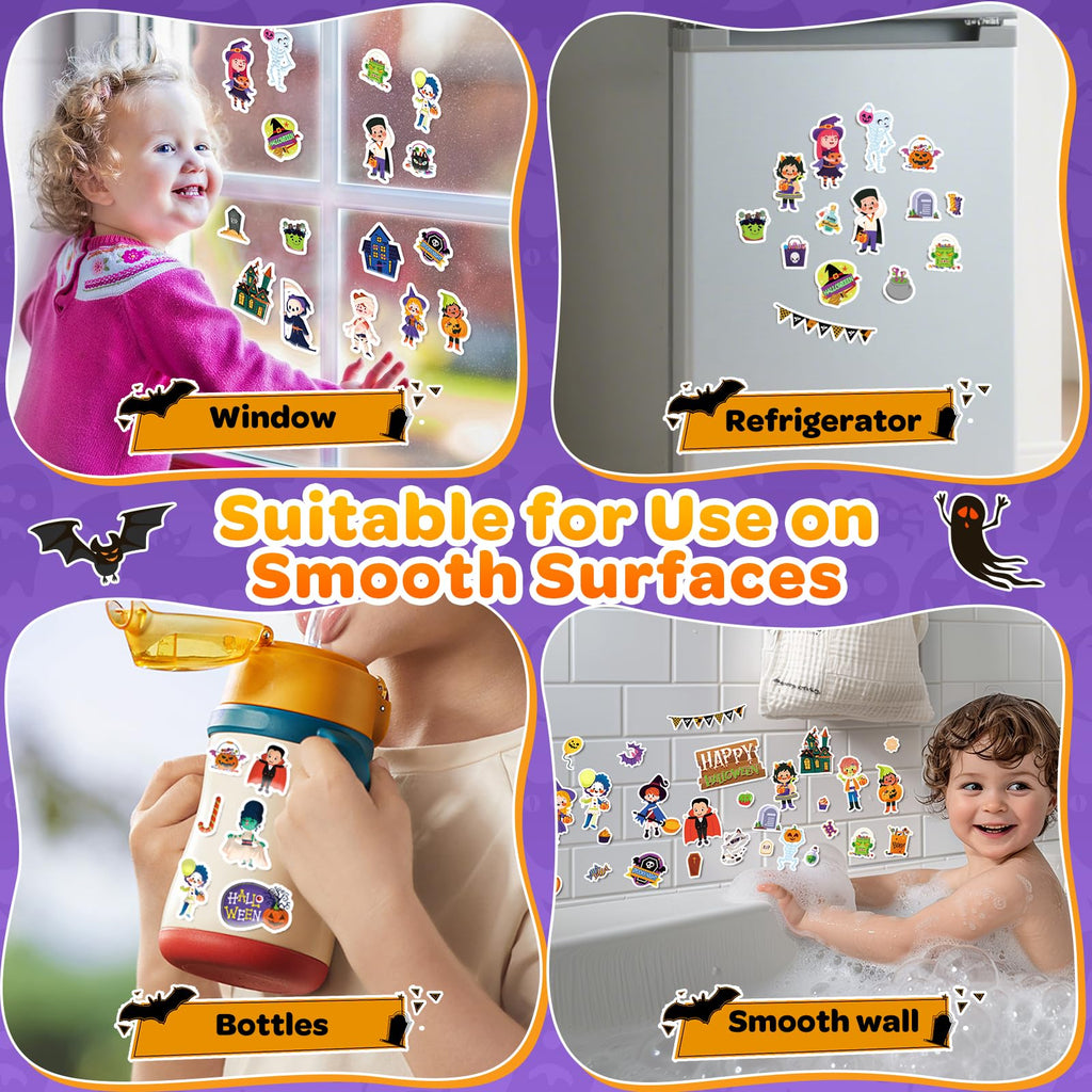 2-Pack Halloween Reusable Sticker Books for Toddlers 1-6: Jelly Stickers for Kids 2-4, Travel Toys and Holiday Gifts