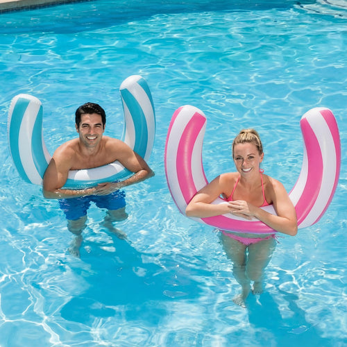 2 Pack Inflatable Curved Pool Noodles for Adults – 30x24 Inch PVC Pool Floats in Pink and Blue by Teyva Daily