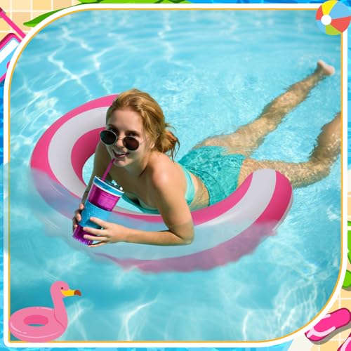 2 Pack Inflatable Curved Pool Noodles for Adults – 30x24 Inch PVC Pool Floats in Pink and Blue by Teyva Daily