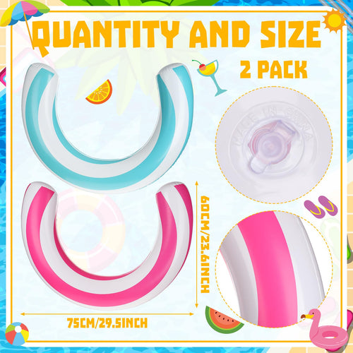 2 Pack Inflatable Curved Pool Noodles for Adults – 30x24 Inch PVC Pool Floats in Pink and Blue by Teyva Daily