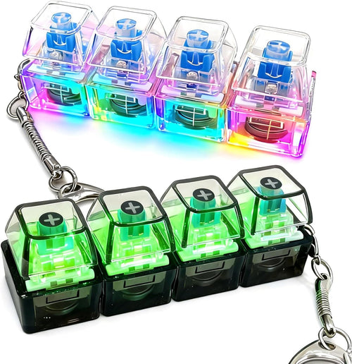 2-Pack Keyboard Fidget Keychain with LED Glow – Transparent Mechanical Clicker for Daily Stress Relief