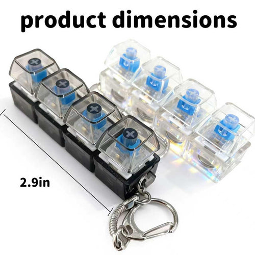 2-Pack Keyboard Fidget Keychain with LED Glow – Transparent Mechanical Clicker for Daily Stress Relief