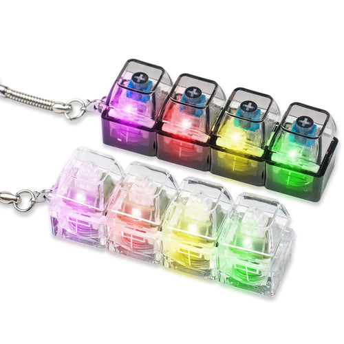2-Pack Keyboard Fidget Toy for Adults - White Creamy & Black Clicky Keychain with Lights, Stress Relief Sensory Toy from Zioyihan