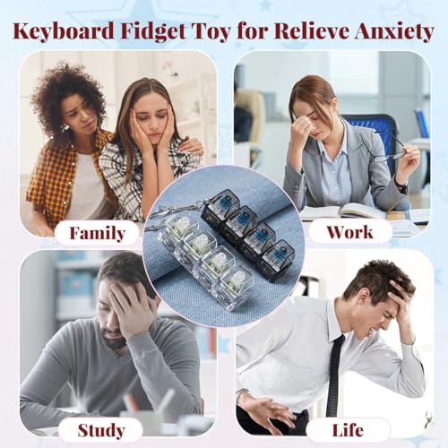 2-Pack Keyboard Fidget Toy for Adults - White Creamy & Black Clicky Keychain with Lights, Stress Relief Sensory Toy from Zioyihan