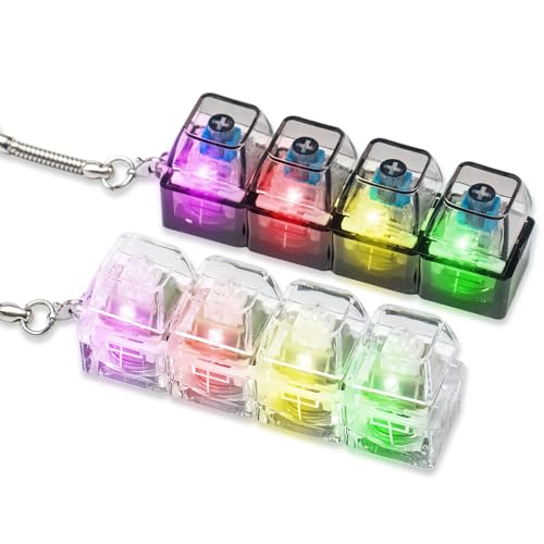2-Pack Keyboard Fidget Toy for Adults - White Creamy & Black Clicky Keychain with Lights, Stress Relief Sensory Toy from Zioyihan
