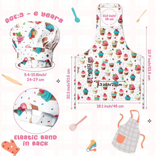 2-Pack Kids Apron & Chef Hat Set for Baking, Painting & Crafts – Adjustable, Waterproof, Machine Washable for Ages 3-6
