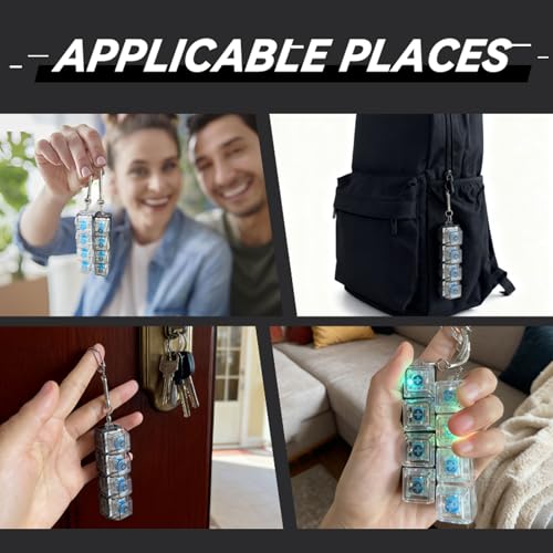 2-Pack LED Keyboard Fidget Keychain – Transparent Mechanical Clicker with Colorful Lights