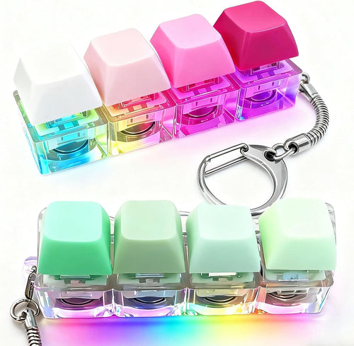 2-Pack LED Keyboard Fidget Keychain with Mechanical Clicks – Macarons
