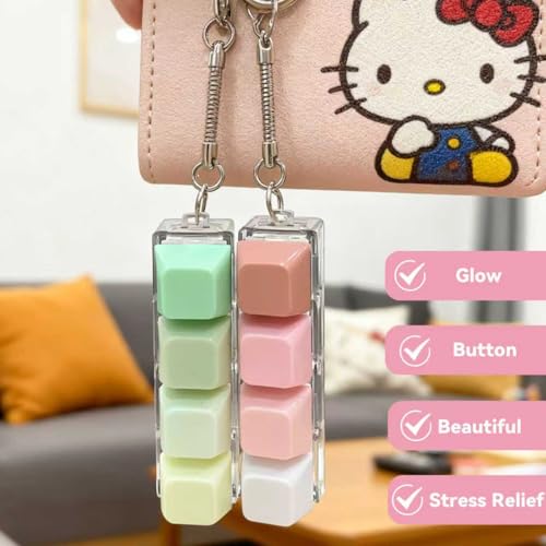 2-Pack LED Keyboard Fidget Keychain with Mechanical Clicks – Macarons