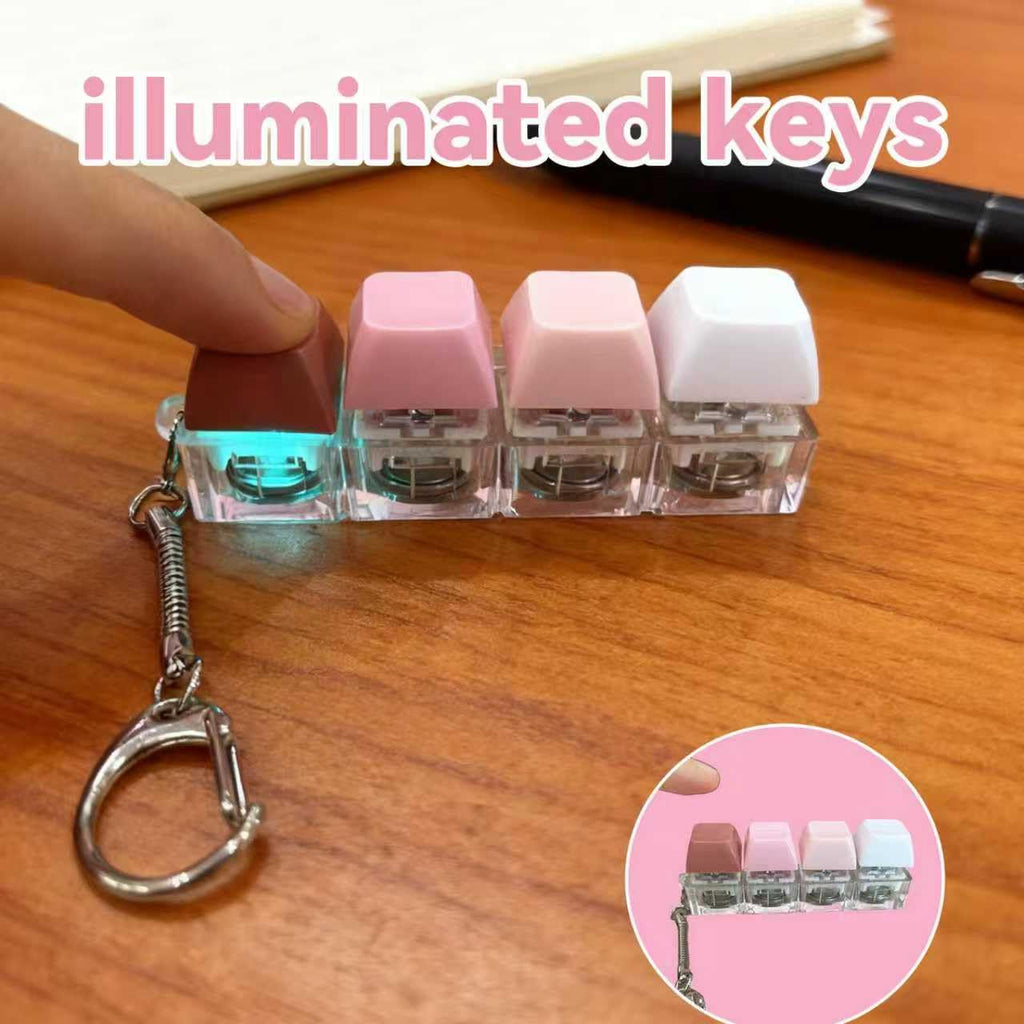 2-Pack LED Keyboard Fidget Keychain with Mechanical Clicks – Macarons