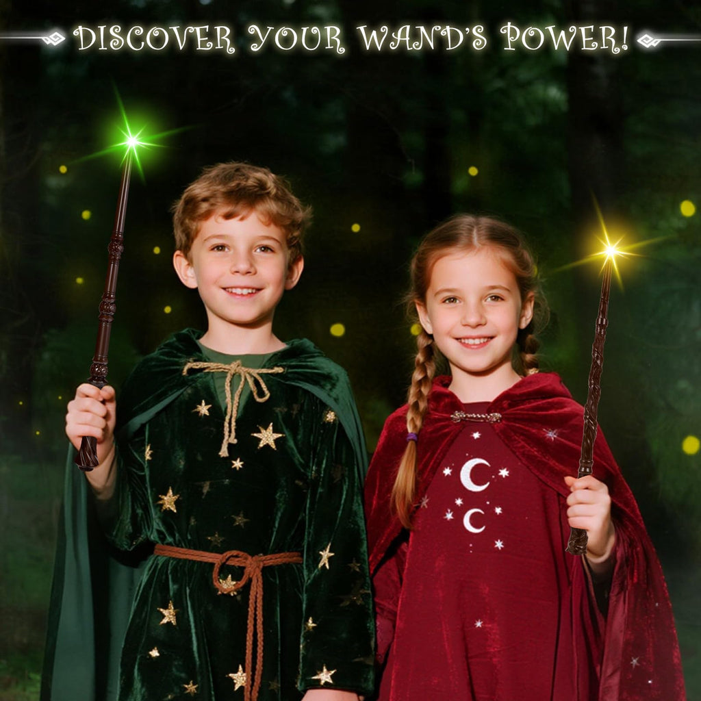 2-Pack Light Up Wizard Wands with Sounds & 4 Colors – Hive & Vine Set for Kids