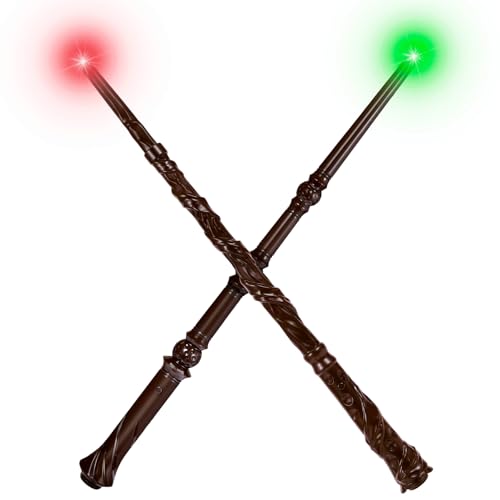 2-Pack Light Up Wizard Wands with Sounds & 4 Colors – Hive & Vine Set for Kids