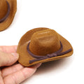 2-Pack Miniature Cowboy Hats 1:6 Scale - Flocked Material Brown & Black for Dollhouse, Fairy Garden, Terrarium Decor
