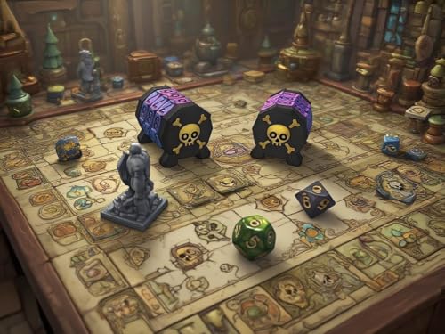 2 Pack MTG Life Counter - HP Tracker with Skull Pattern, Black & Golden, PLA Wheel Tracks Up to 999 for D&D Tabletop RPG