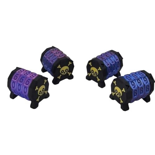2 Pack MTG Life Counter - HP Tracker with Skull Pattern, Black & Golden, PLA Wheel Tracks Up to 999 for D&D Tabletop RPG
