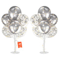 2-Pack Silver Balloon Stand Kit with LED Lights – Table Centerpieces for Birthday, Wedding, Baby Shower Decorations