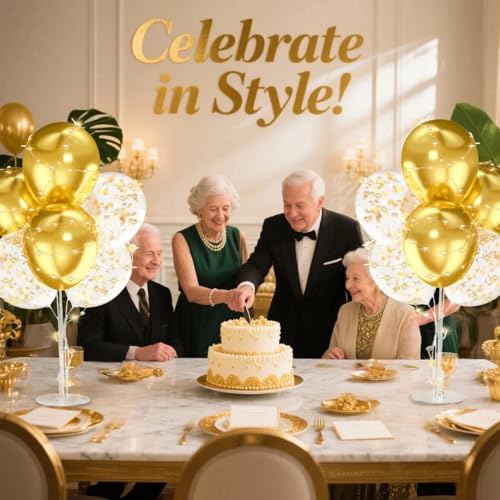 2-Pack Silver Balloon Stand Kit with LED Lights – Table Centerpieces for Birthday, Wedding, Baby Shower Decorations