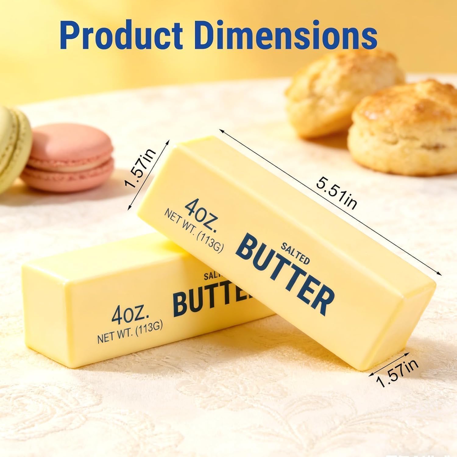 2-Pack Slow Rising Butter Stick Squishies - Sensory Fidget Toy for Stress Relief & Desk Decor