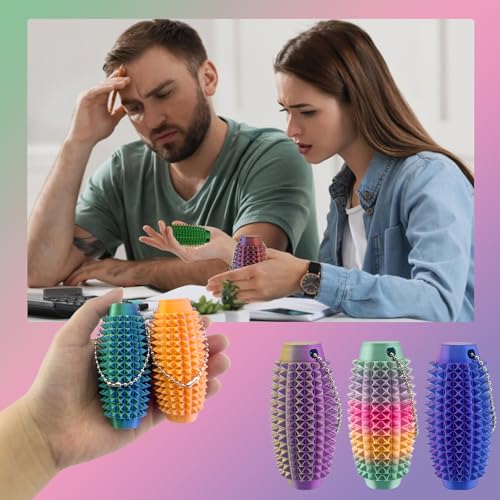 2-Pack Spiky Stim Keychain – 3D Printed Fidget Toy for Anxiety Relief & Sensory Play (Upgrade Little Ouchies)