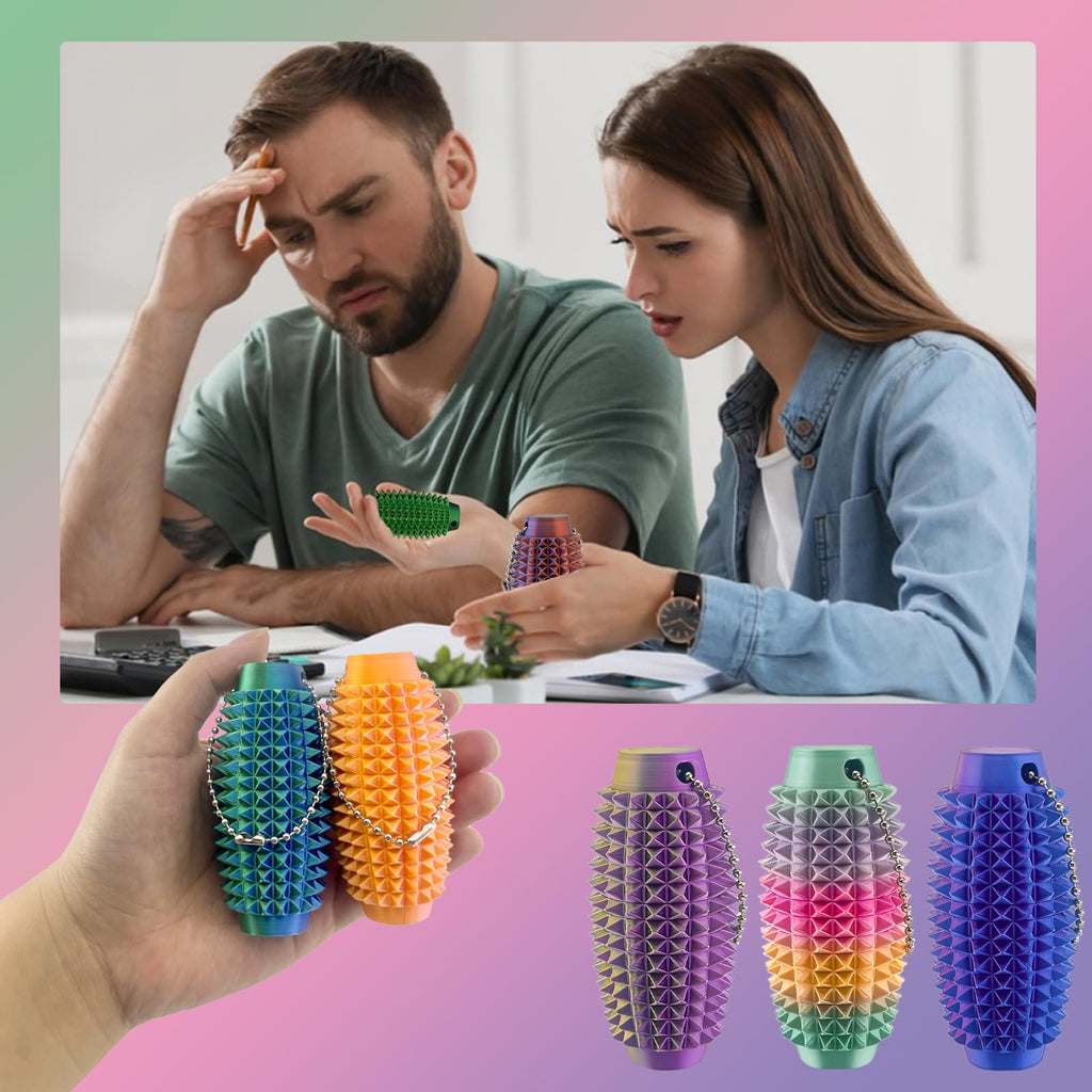 2-Pack Spiky Stim Keychain – 3D Printed Fidget Toy for Anxiety Relief & Sensory Play (Upgrade Little Ouchies)